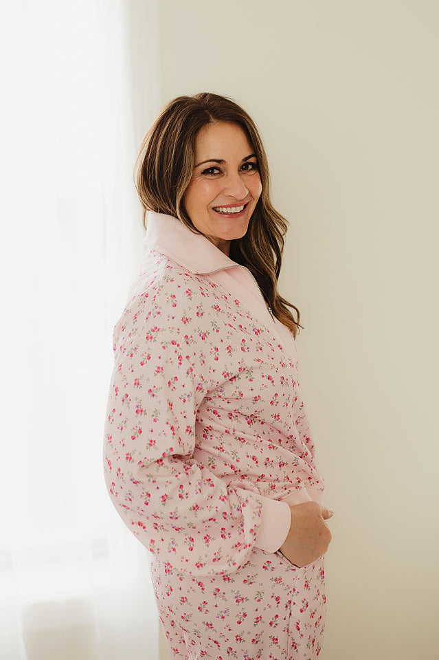 Pink Ditsy Bloom Waffle Lounge Set