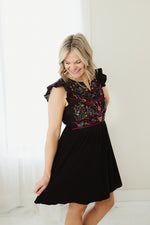 Embroidered Flutter Dress