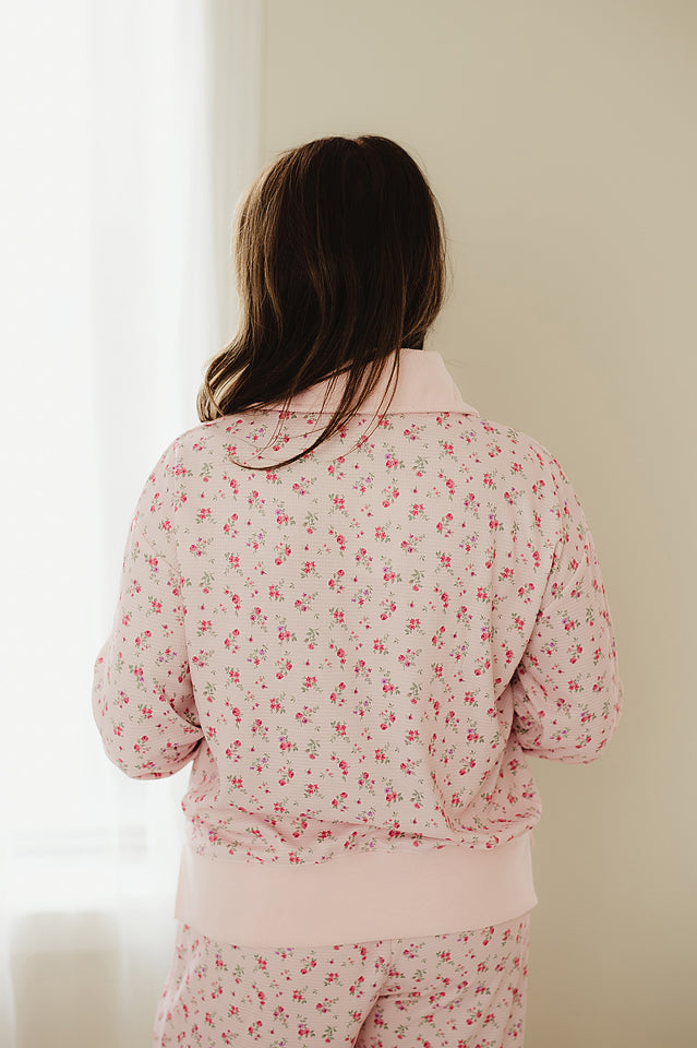 Pink Ditsy Bloom Waffle Lounge Set