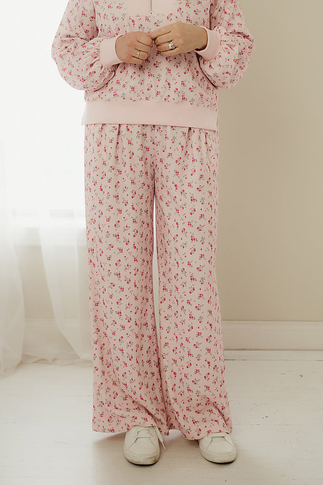 Pink Ditsy Bloom Waffle Lounge Set
