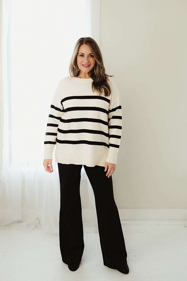 Stripe Oversized Crew Sweater