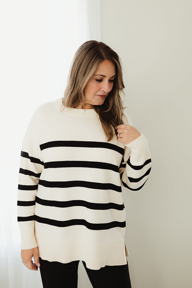 Stripe Oversized Crew Sweater