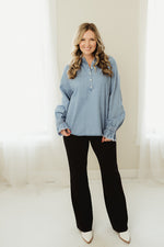 Frilled Hem Denim Top