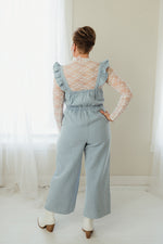 Ruffle Strap Denim Jumpsuit