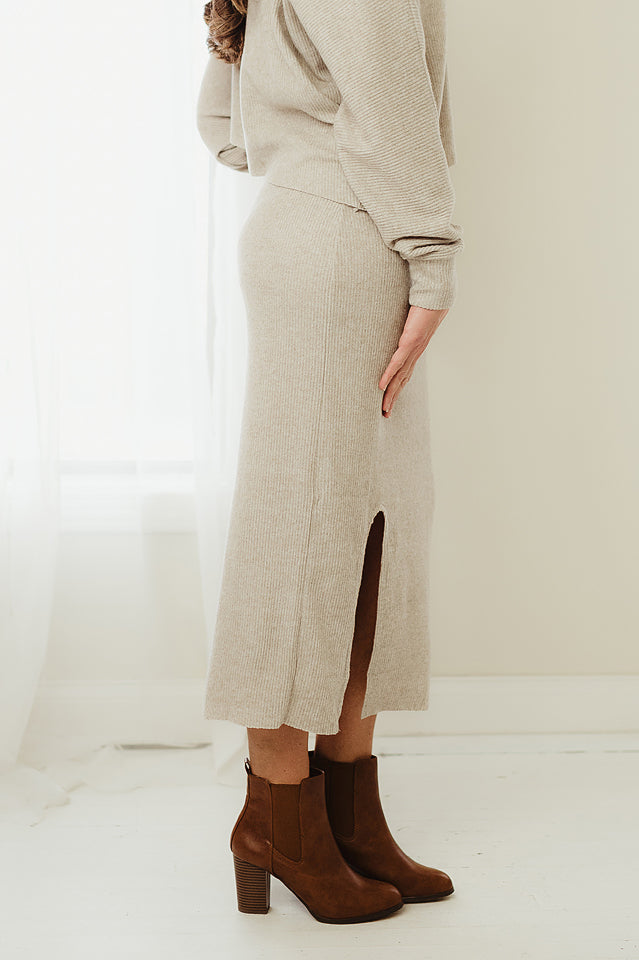 Ribbed Asymmetic Skirt Set