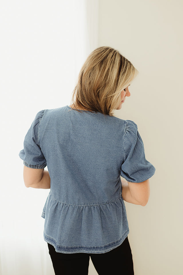 Peplum Denim Shirt