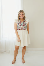 Embroidered Flutter Dress