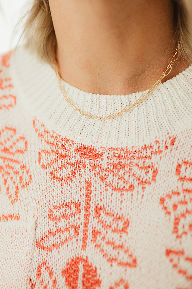 Flower Pattern Sweater Top