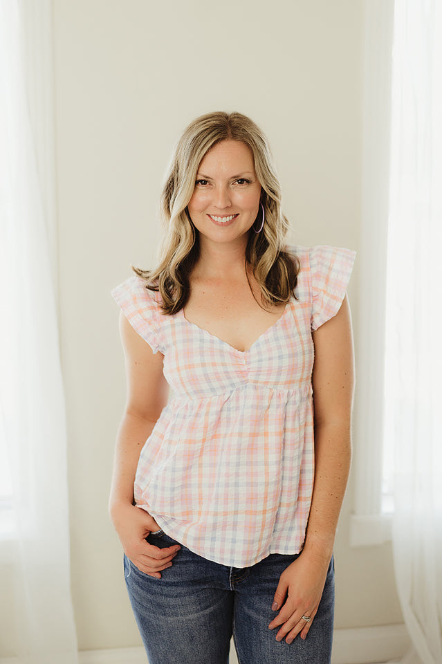 Pastel Plaid Baby Doll Top