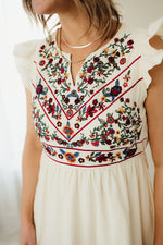 Embroidered Flutter Dress