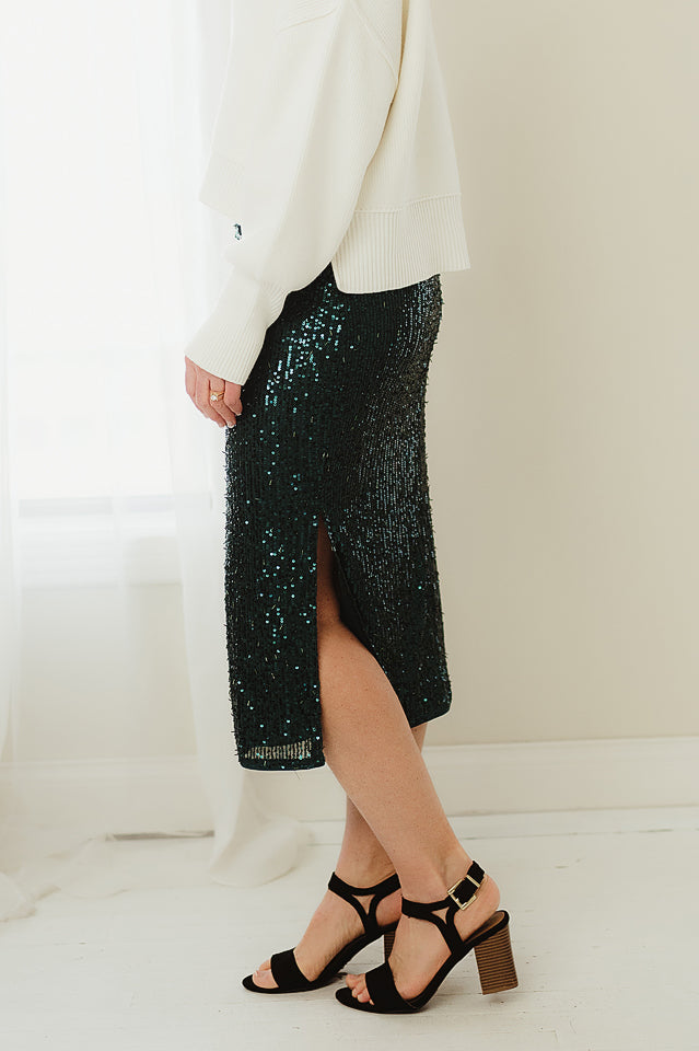 Sequin Midi Skirt