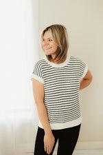 Stripe Ribbed Trim Sweater