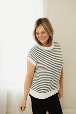 Stripe Ribbed Trim Sweater