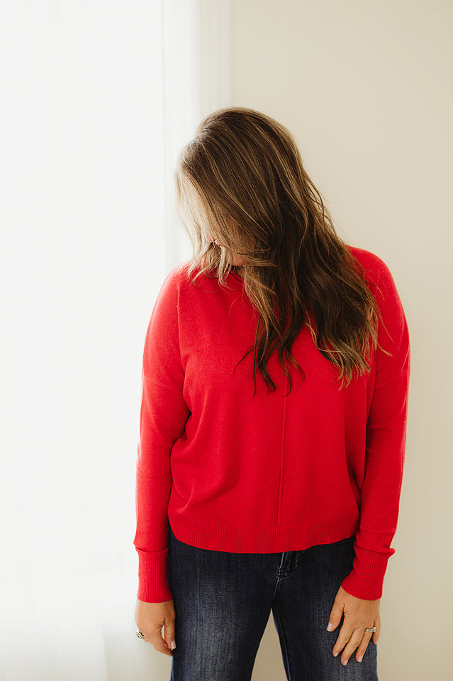 Front Round Neck Seam Sweater