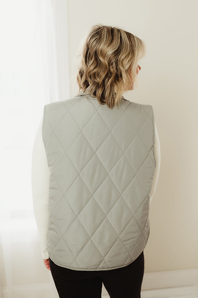 Snap Button Quilted Puffer Vest