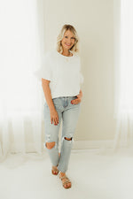 Woven Ruffle Sleeve Top