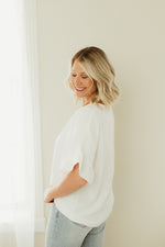 Woven Ruffle Sleeve Top