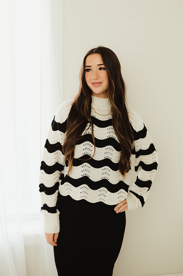 Wave Pointelle Sweater