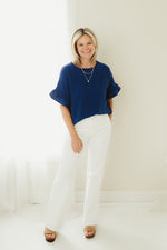 Woven Ruffle Sleeve Top