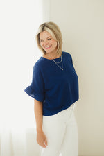 Woven Ruffle Sleeve Top