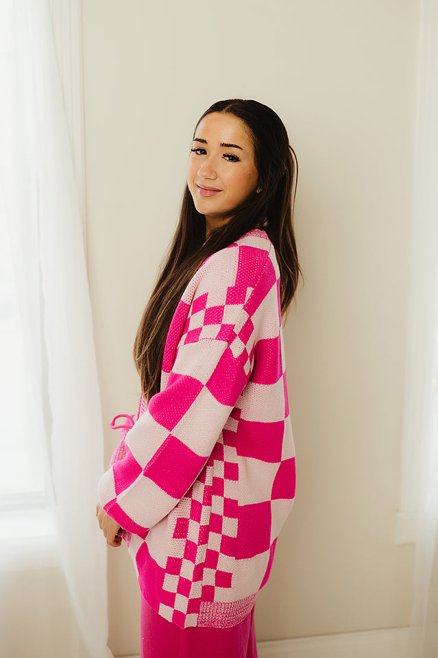 Checkered Trim Cardigan