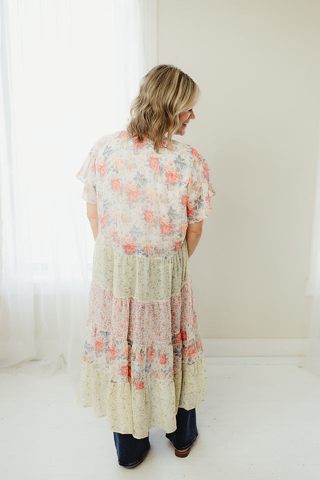 Mixed Floral Long Kimono