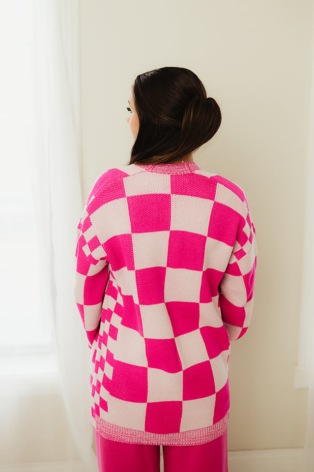 Checkered Trim Cardigan