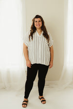 Stitched Stripe Roll Up Sleeve Top