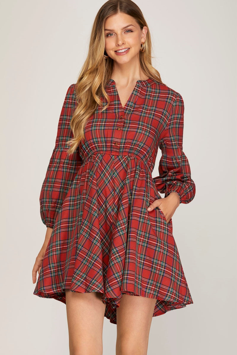 Plaid Print Dress