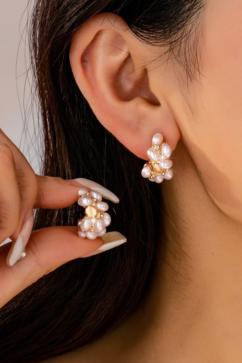 Pearl Cluster Half-Hoops – Ella Mae's Boutique
