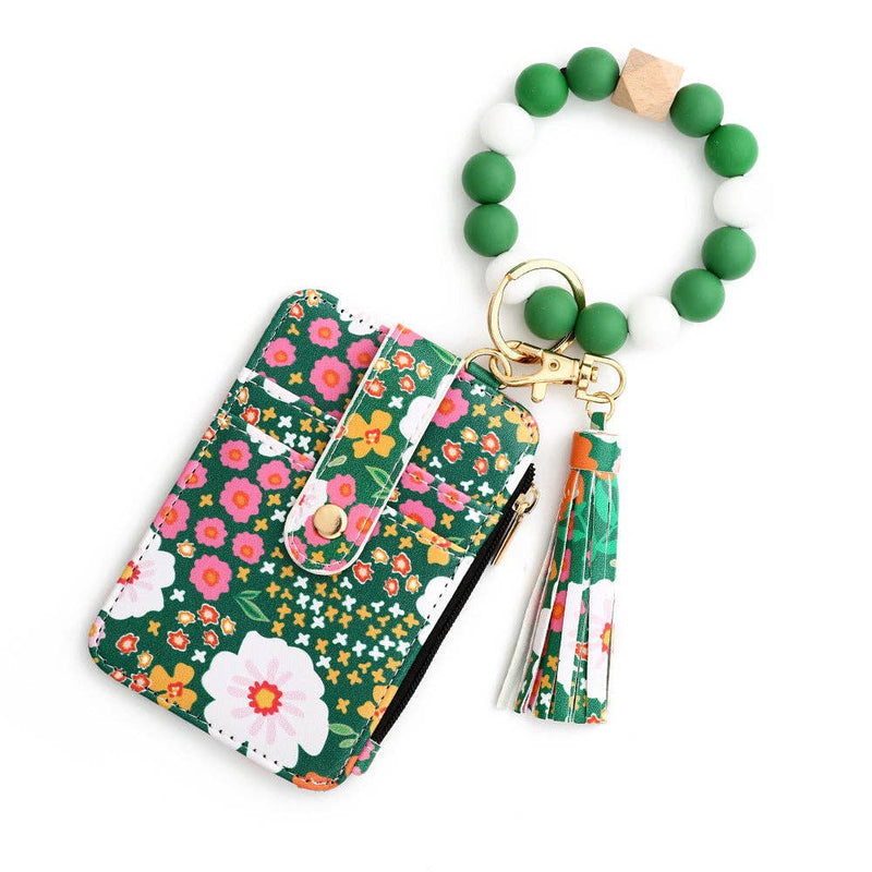 Silicone Beaded Floral Wallet Card Holder