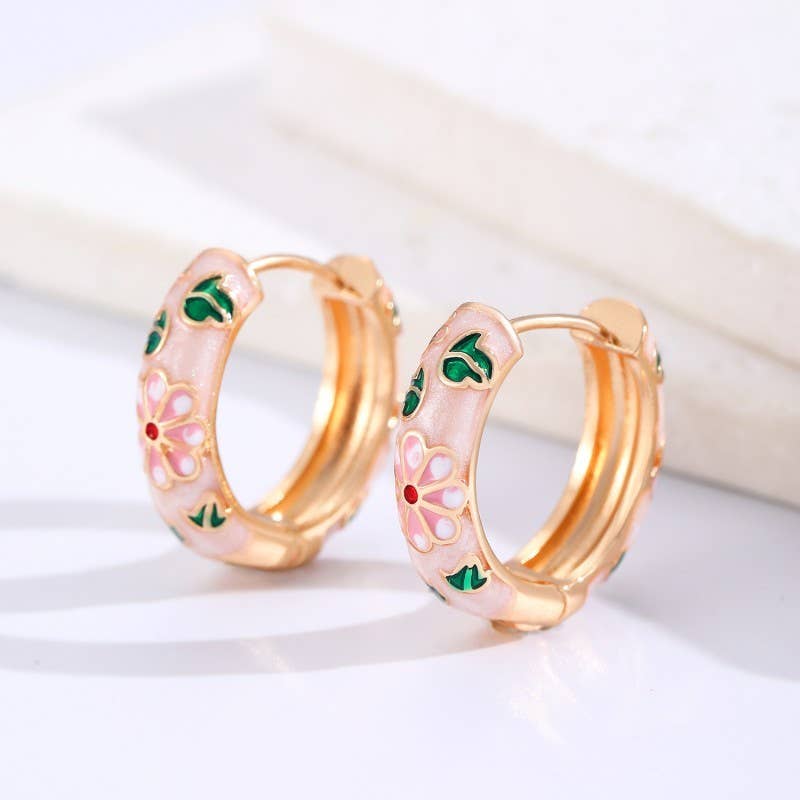 Vintage Floral Hoop Earrings