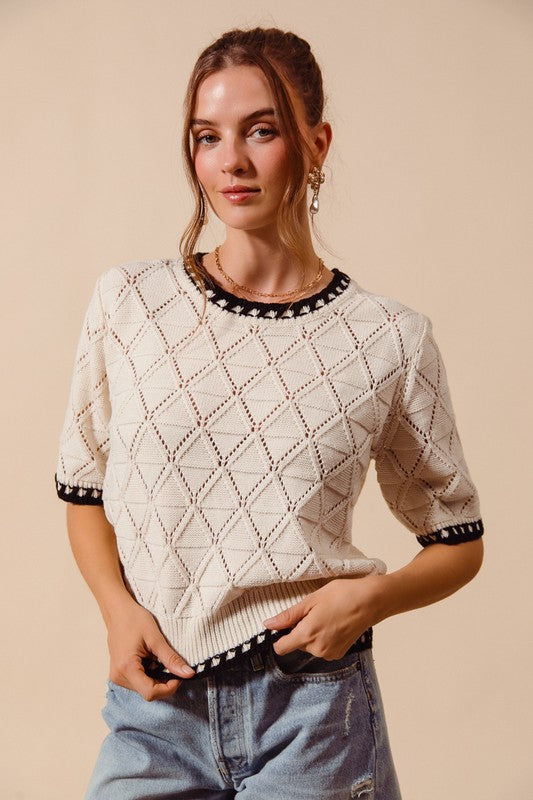 Diamond Pointelle Sweater