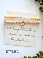 Wood Beaded Teacher Bracelet Stack