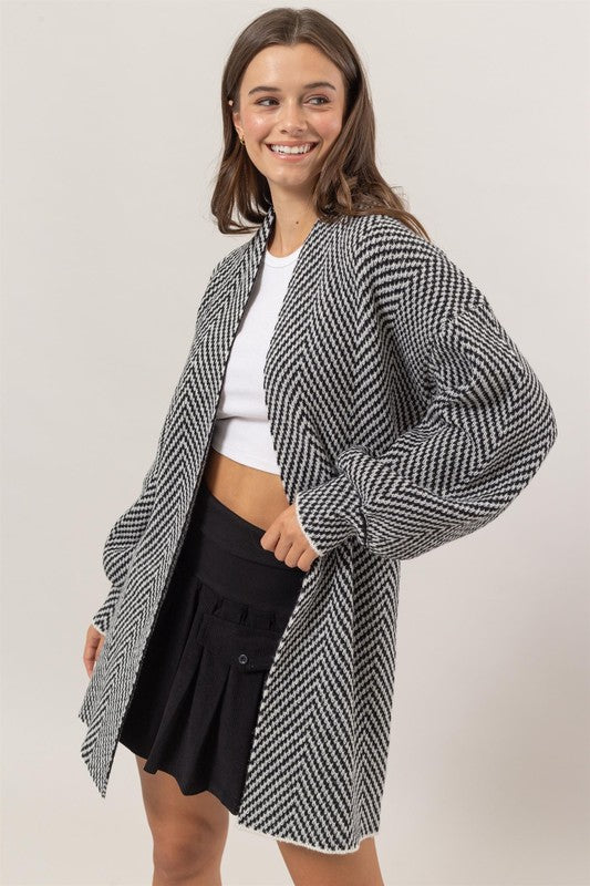 Herringbone Sweater Cardigan