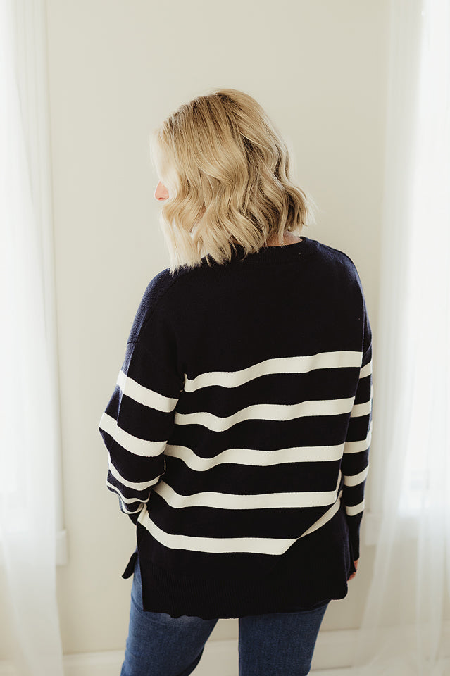 Stripe Oversized Crew Sweater