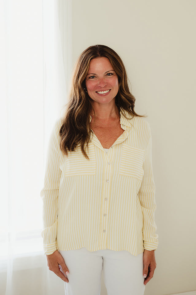 Stripe Luxe Button Blouse