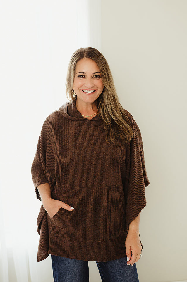 Ribbed Knit Poncho