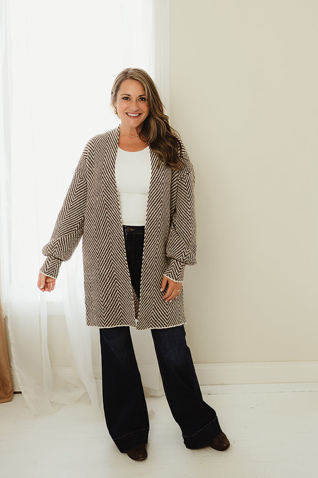 Herringbone Sweater Cardigan