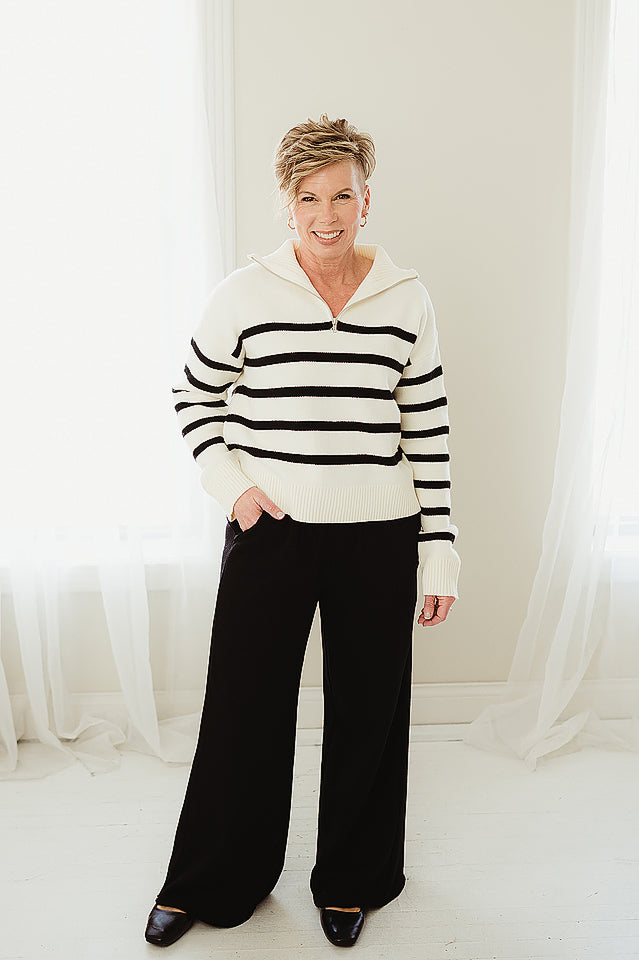 Refined Striped Half Zip