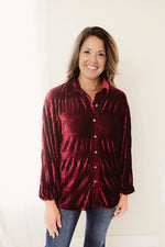 Shirring Velvet Shirt