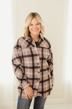 Purple Plaid Shirt Jacket