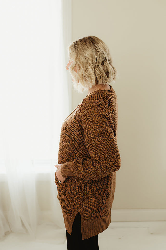 Waffle Open Cardigan