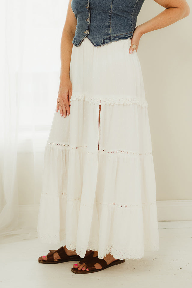 Eyelet Embroidered Maxi Skirt