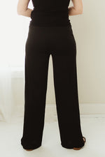 Stretchy Ribbed Wide Leg Pants