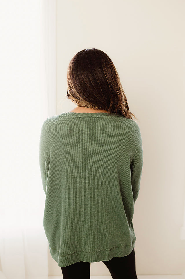 Slouchy Waffle Pullover