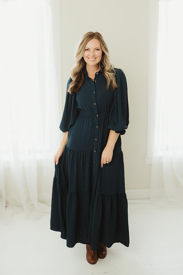 Button Down Tiered Maxi