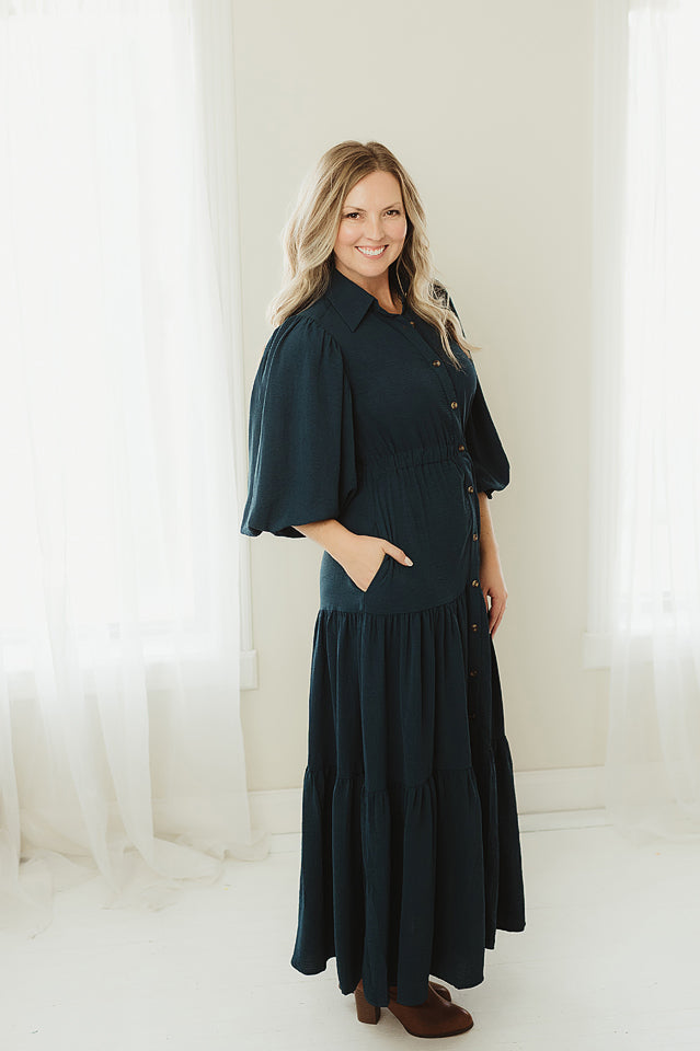 Button Down Tiered Maxi