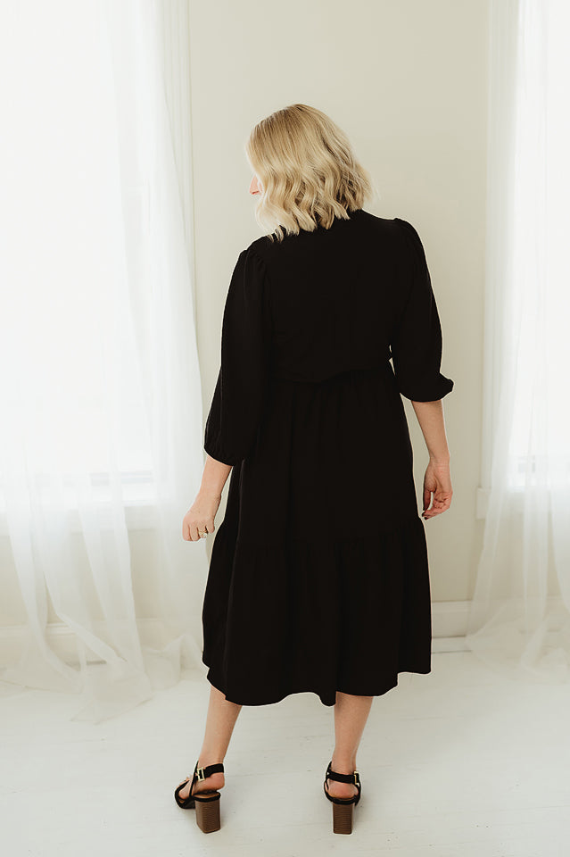 Solid Tiered Midi Dress