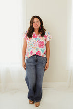 Notch Floral Blouse